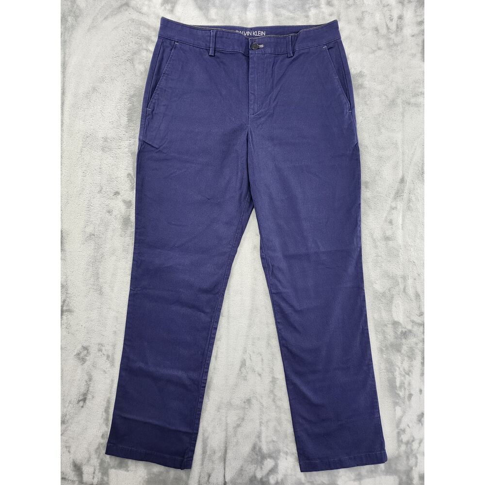 Calvin Klein Stretch Cotton Twill Slim Leg Chino Pants Size W32 X L30 Blue NWOT‎